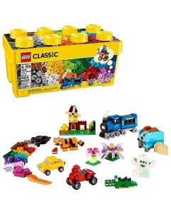 LEGO® Classic 10696 Caja de Bricks Creativos Mediana; Amplio Surtido de Bricks 33 Colores Diferentes, Ventanas, Ojos y Ruedas; Incluye cómoda Caja de Almacenamiento de plástico (484 Piezas)